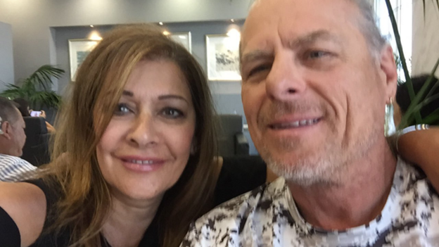 Photo of Marina Sirtis and Michael Lamper.